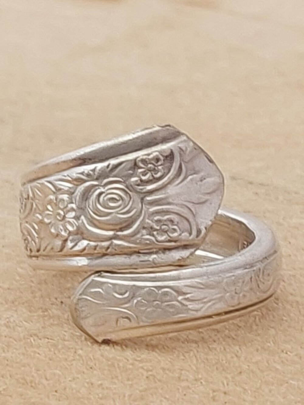 Vintage 1938 Wallace Bros Roseanne Silverware Spoon Ring Size 8